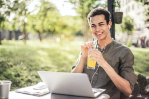 a person sitting outdoors